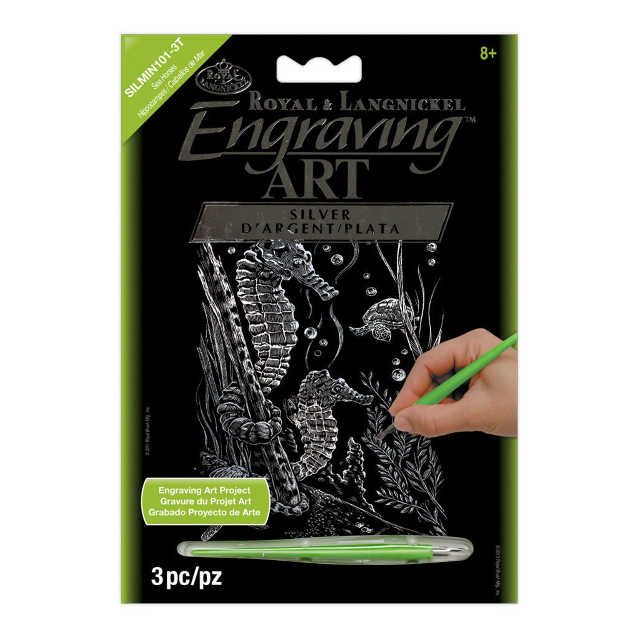 SILMIN-101 | Engraving Art™ 5" x 7" Sea Horses Silver Foil Project